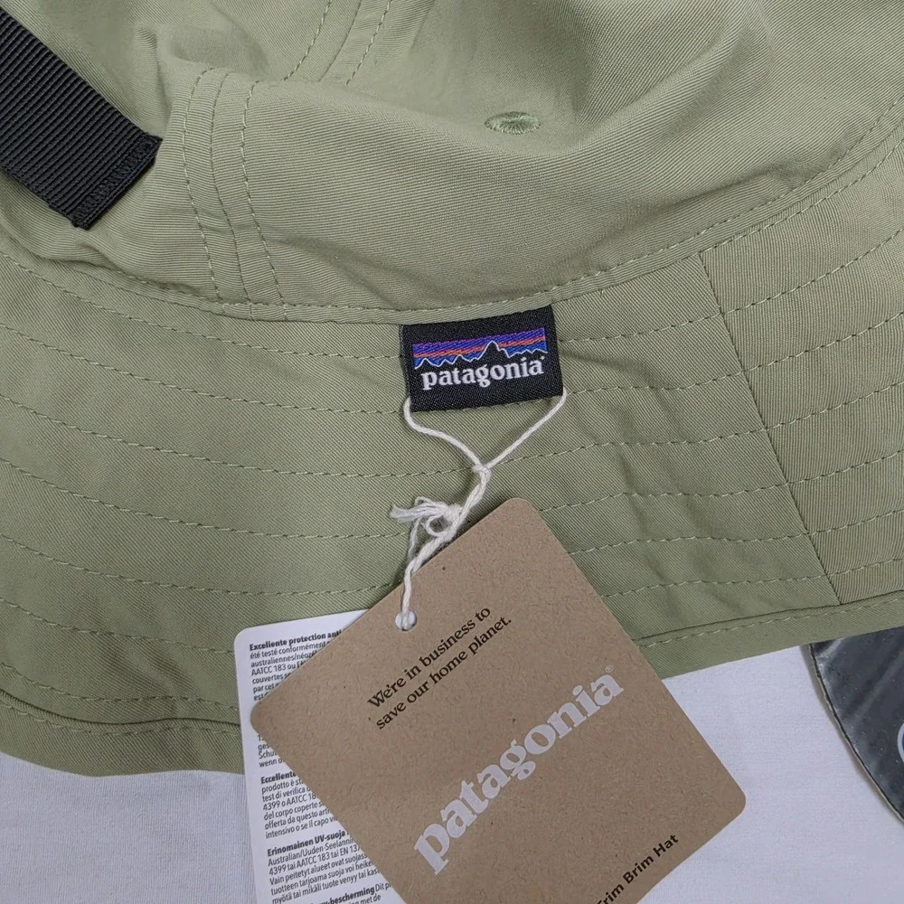 Patagonia Kids' L/XL (10+) Trim Brim Bucket Hat UPF Buckhorn Green New With Tags